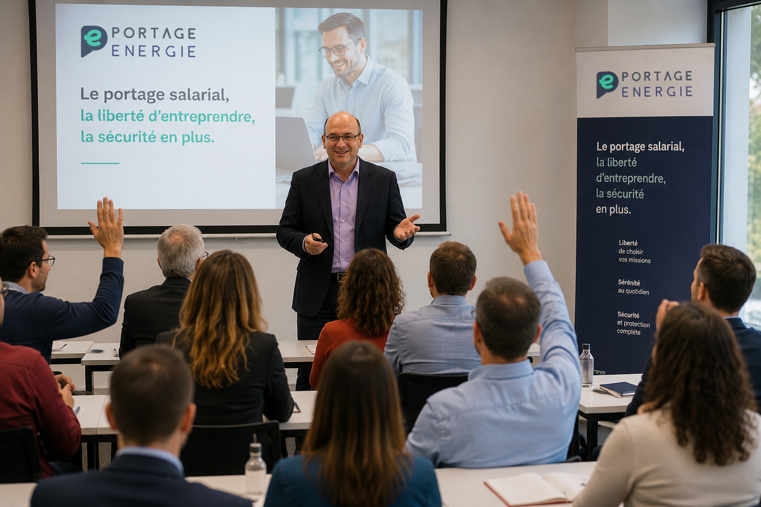 Groupe de consultants indépendants lors d'un atelier de formation spécialisée